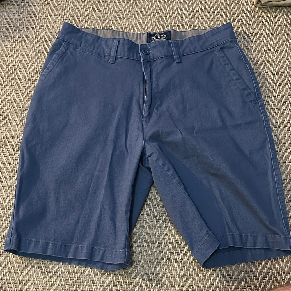 Nat Nast Navy Blue Flat Front Shorts